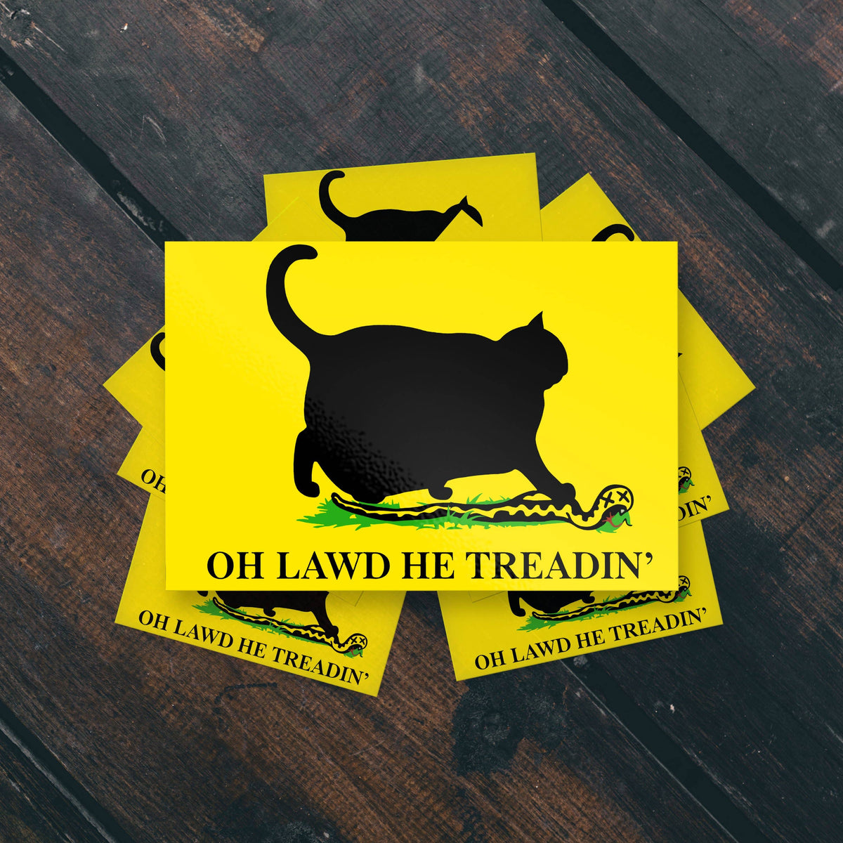 Oh Lawd He Treadin' Funny USA Cat Meme Vinyl Sticker