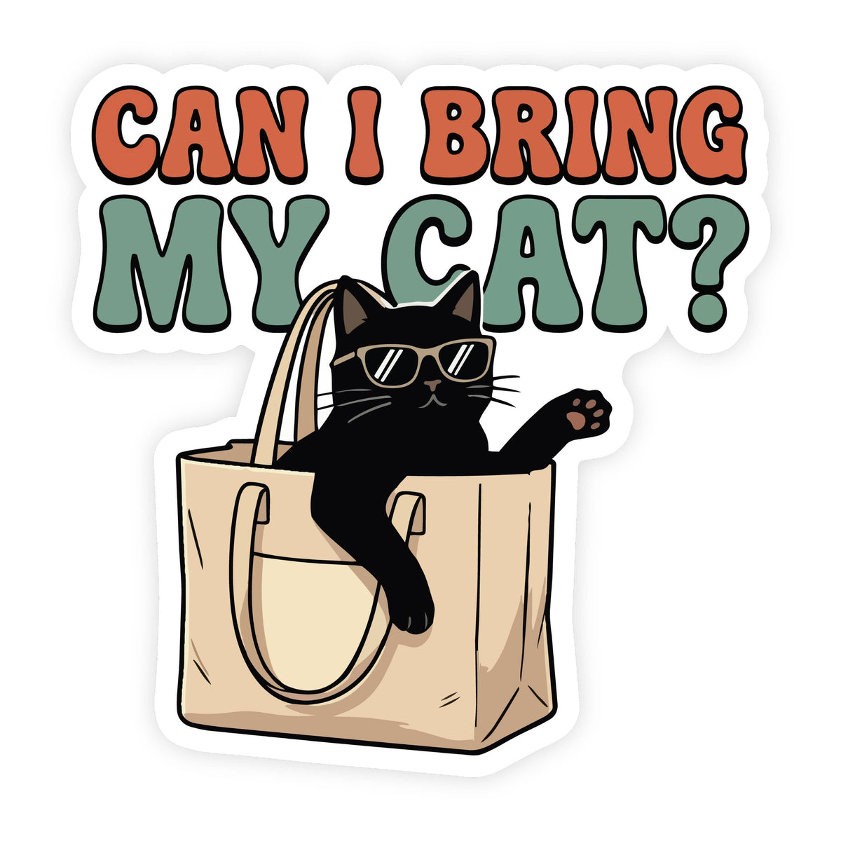 Can I Bring My Cat Vintage Cite Black Cat in Tote Sticker