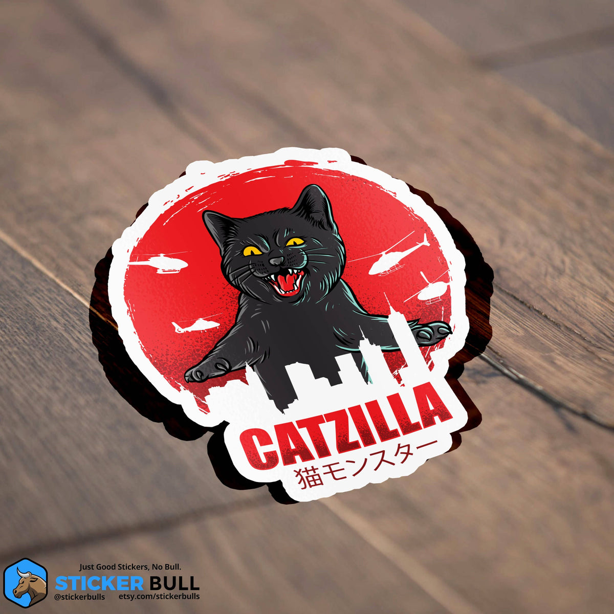 Catzilla, Godzilla Parody, Funny Cat Sticker, Meme Sticker, Funny Sticker, Weird Sticker, Parody Sticker, Catzilla Godzilla, Cat Mom