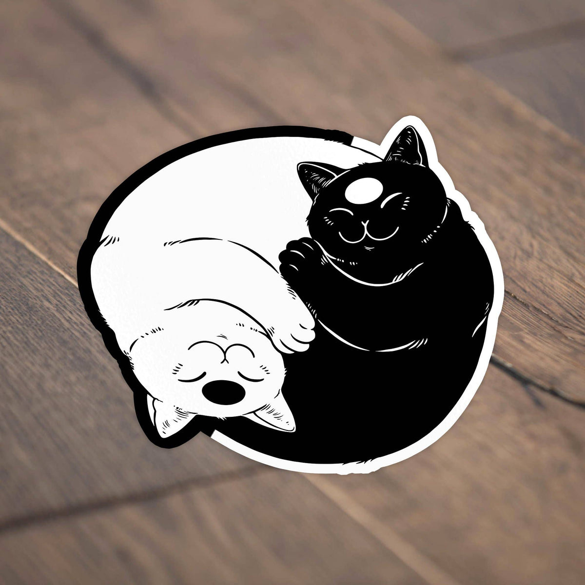 Yin And Yang Sign Cute Cats Stickers