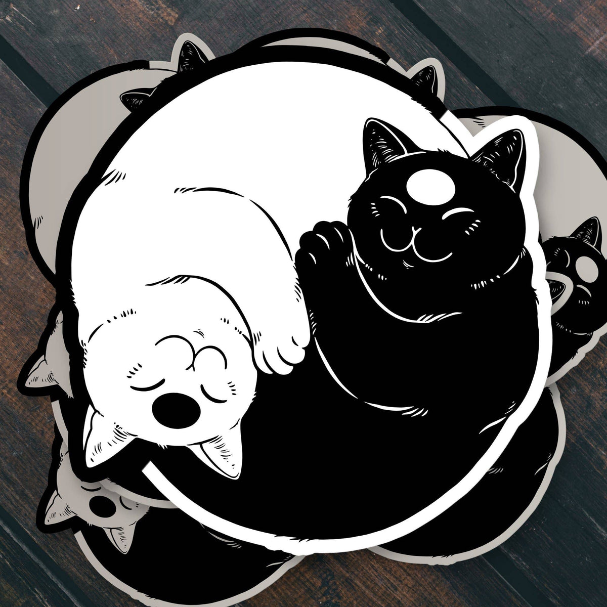 Yin And Yang Sign Cute Cats Stickers