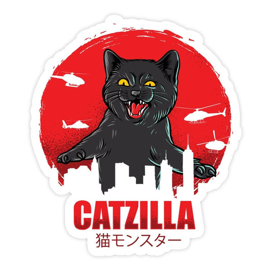 Catzilla, Godzilla Parody, Funny Cat Sticker, Meme Sticker, Funny Sticker, Weird Sticker, Parody Sticker, Catzilla Godzilla, Cat Mom