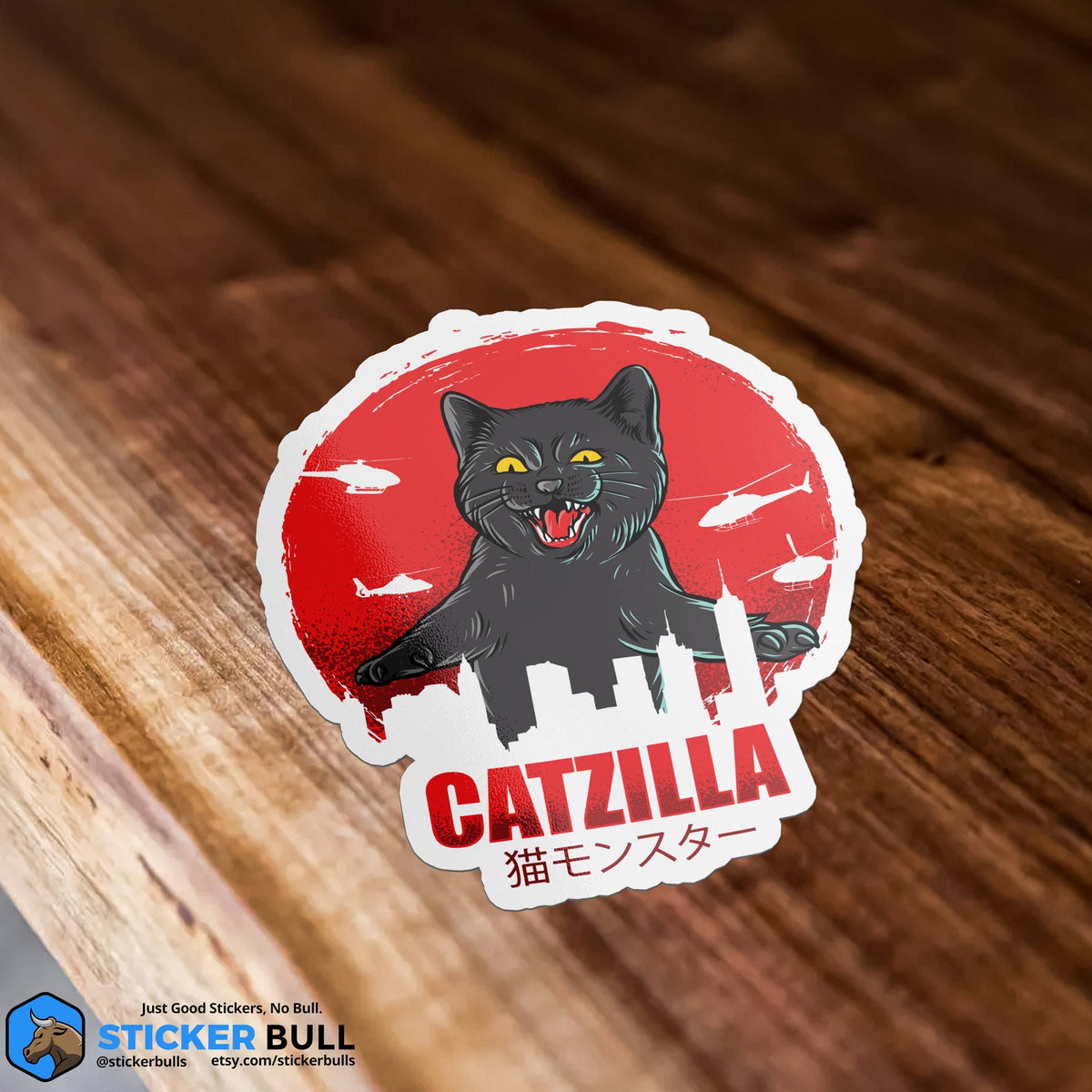 Catzilla, Godzilla Parody, Funny Cat Sticker, Meme Sticker, Funny Sticker, Weird Sticker, Parody Sticker, Catzilla Godzilla, Cat Mom