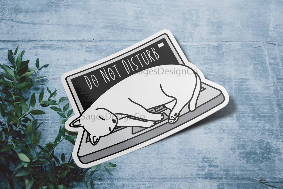 Do Not Disturb Cute Laptop Cat, Funny Waterproof Vinyl Sticker