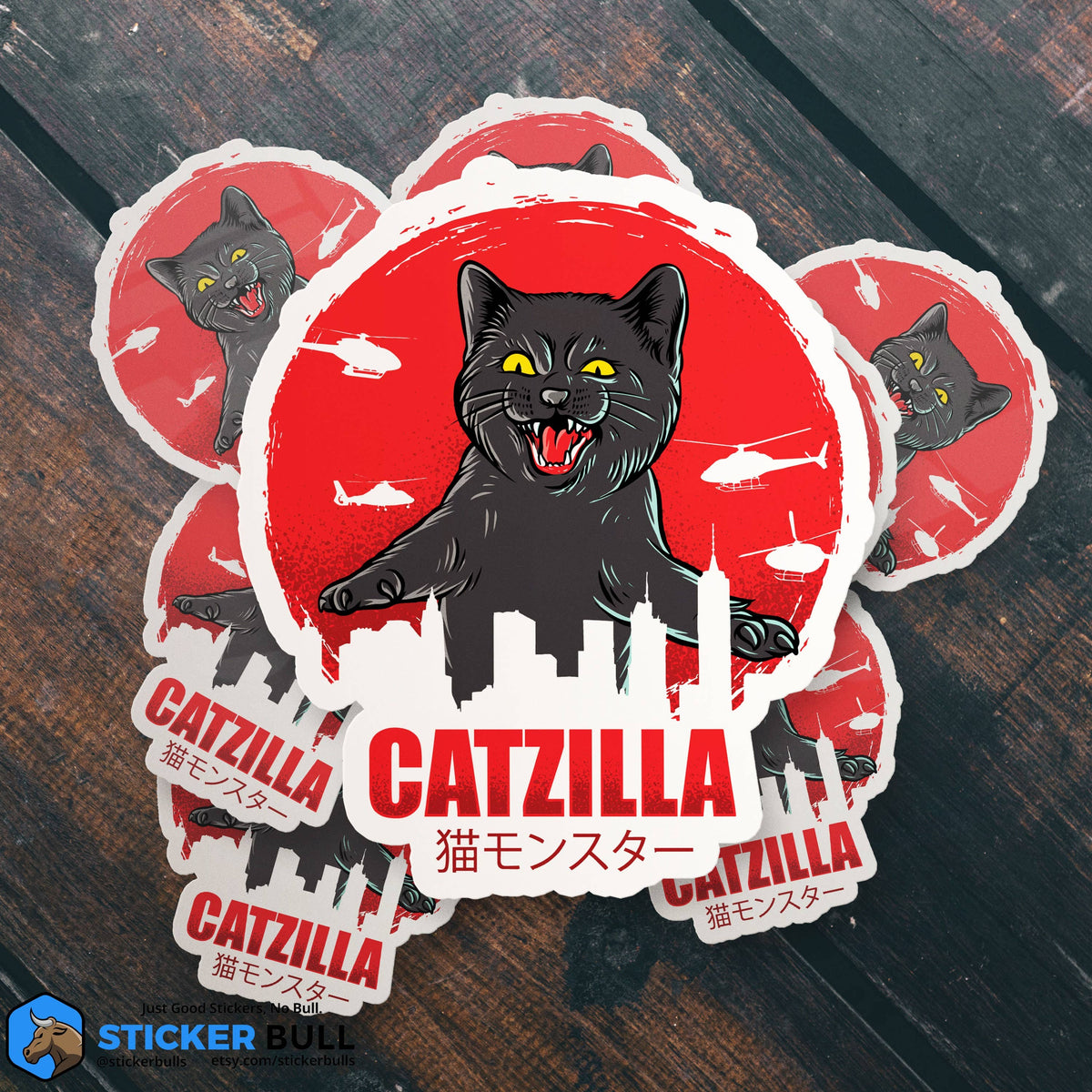 Catzilla, Godzilla Parody, Funny Cat Sticker, Meme Sticker, Funny Sticker, Weird Sticker, Parody Sticker, Catzilla Godzilla, Cat Mom