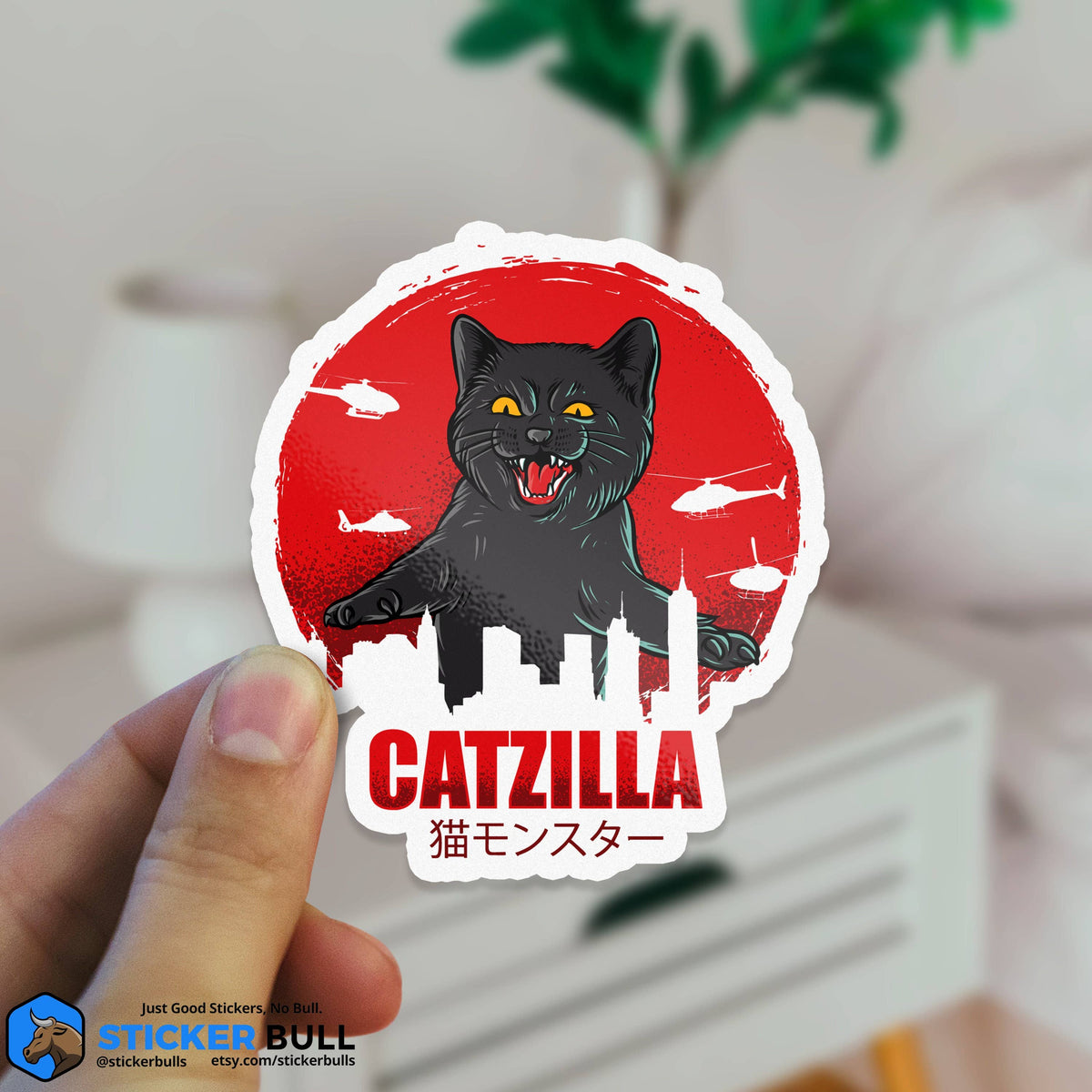 Catzilla, Godzilla Parody, Funny Cat Sticker, Meme Sticker, Funny Sticker, Weird Sticker, Parody Sticker, Catzilla Godzilla, Cat Mom