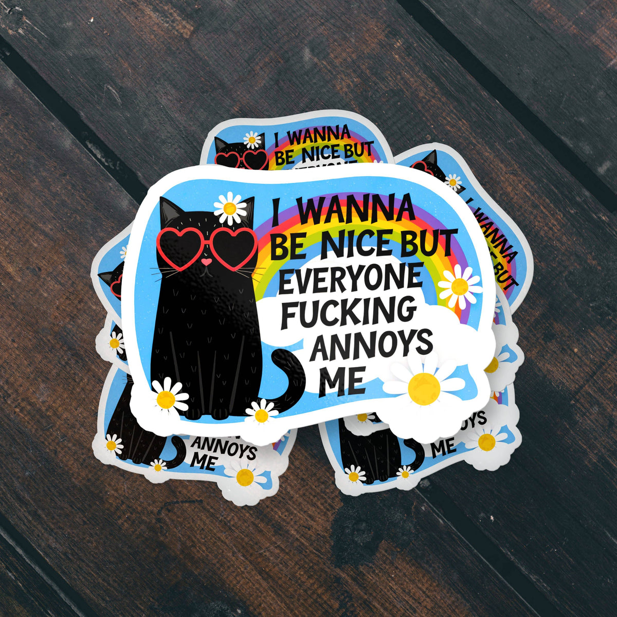 I Wanna Be Nice Funny Cat Waterproof Vinyl Sticker